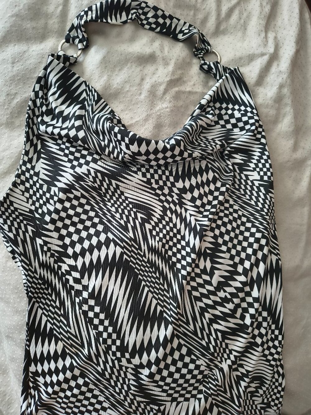 Black and white halter top size medium